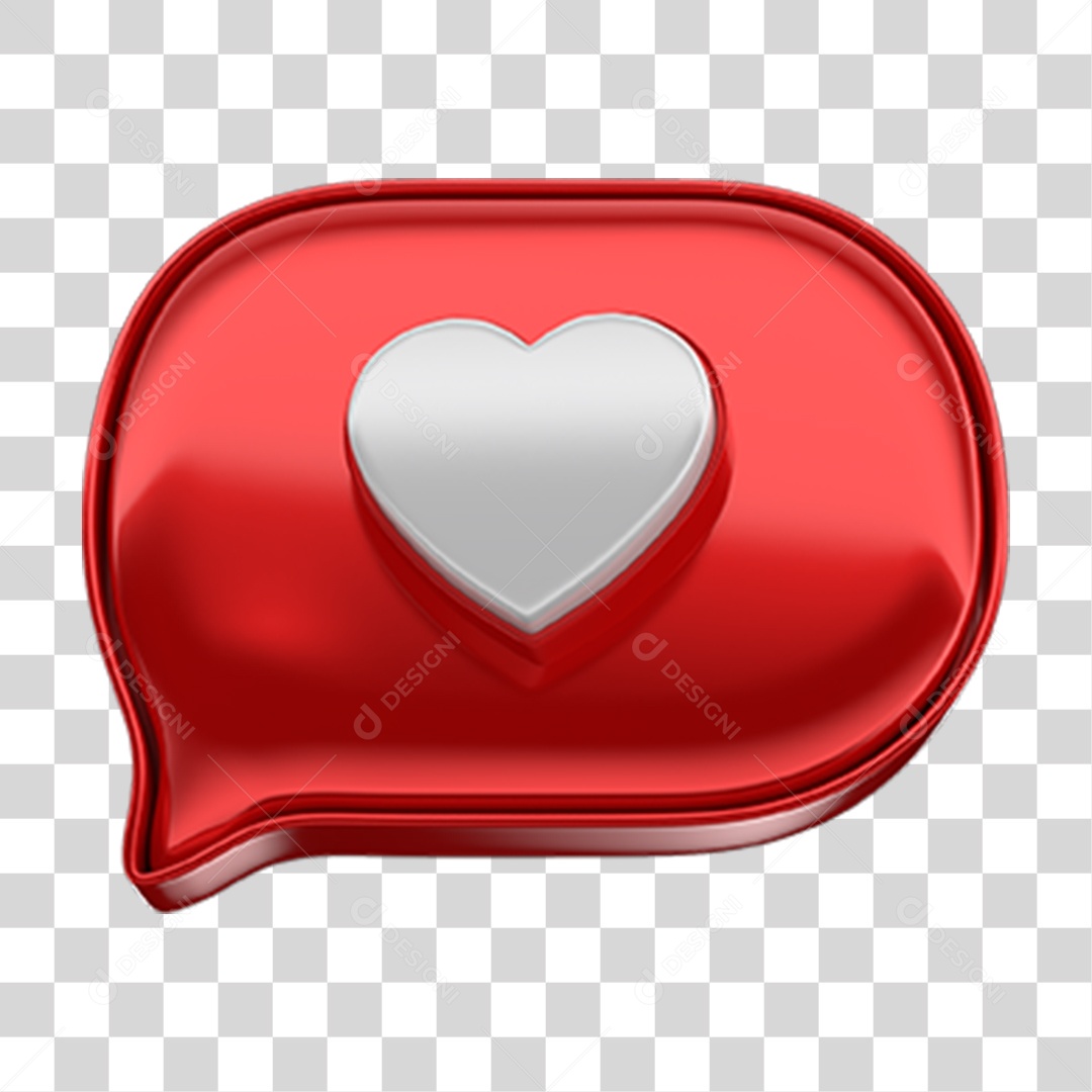 Elemento 3D Balão Coração PNG Transparente