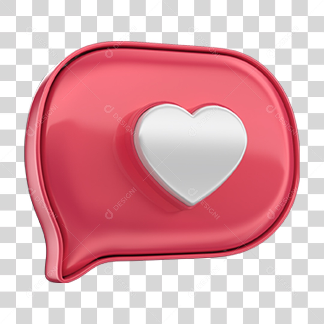 Elemento 3D Balão Coração PNG Transparente