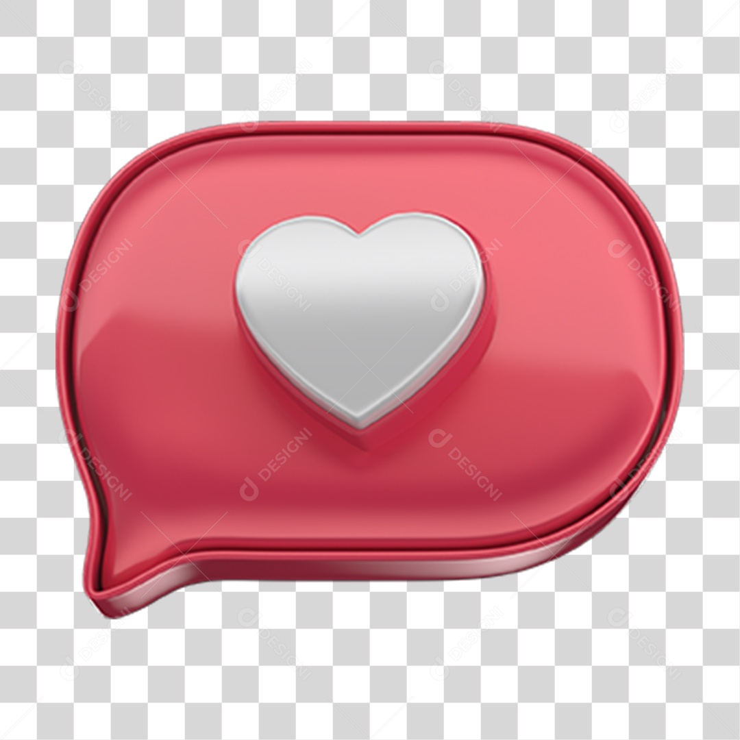 Elemento 3D Balão Coração PNG Transparente