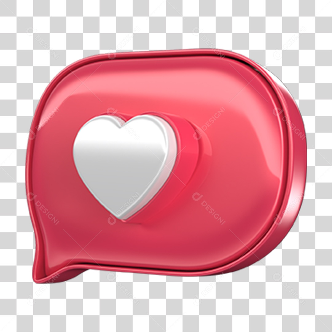 Elemento 3D Balão Coração PNG Transparente