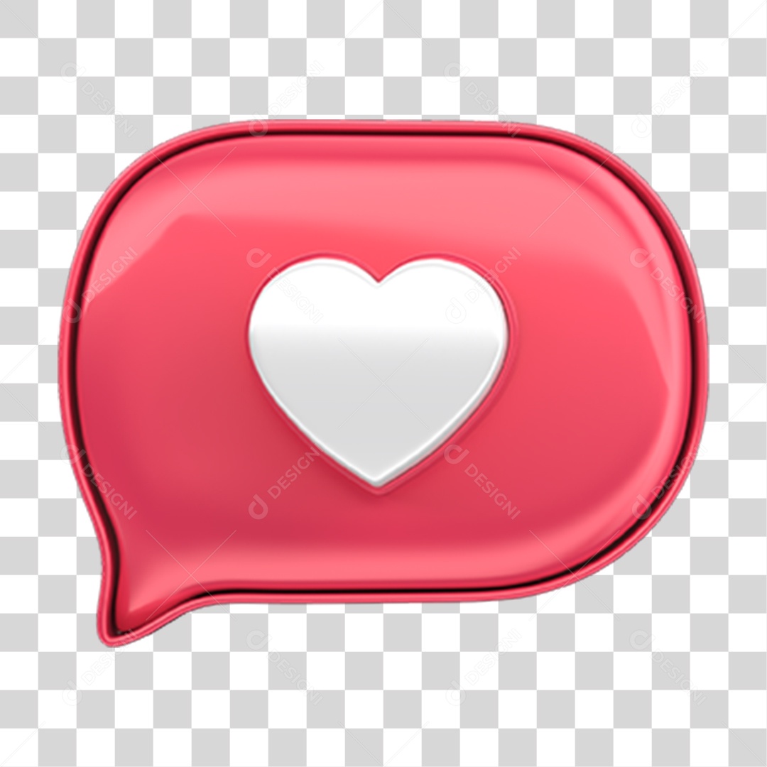 Elemento 3D Balão Coração PNG Transparente