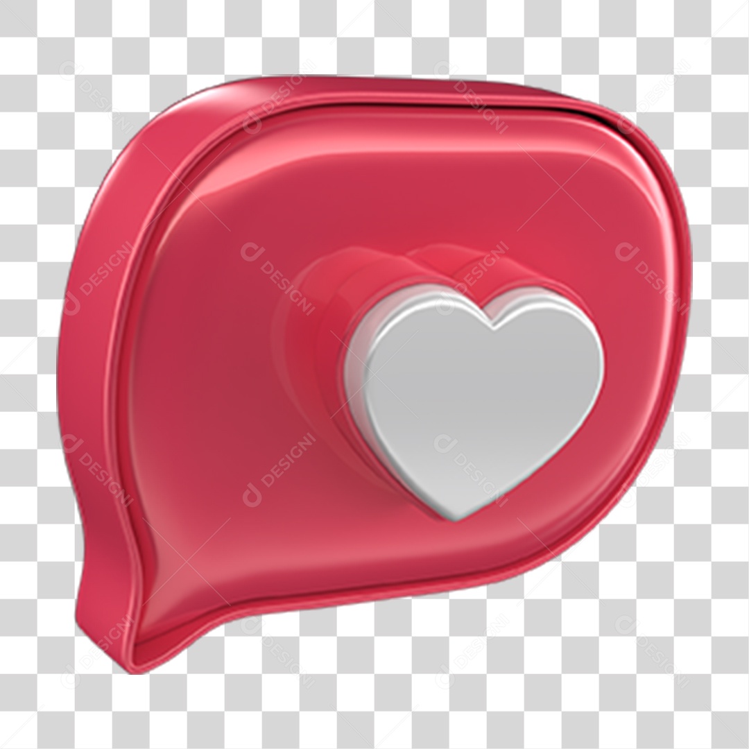 Elemento 3D Balão Coração PNG Transparente