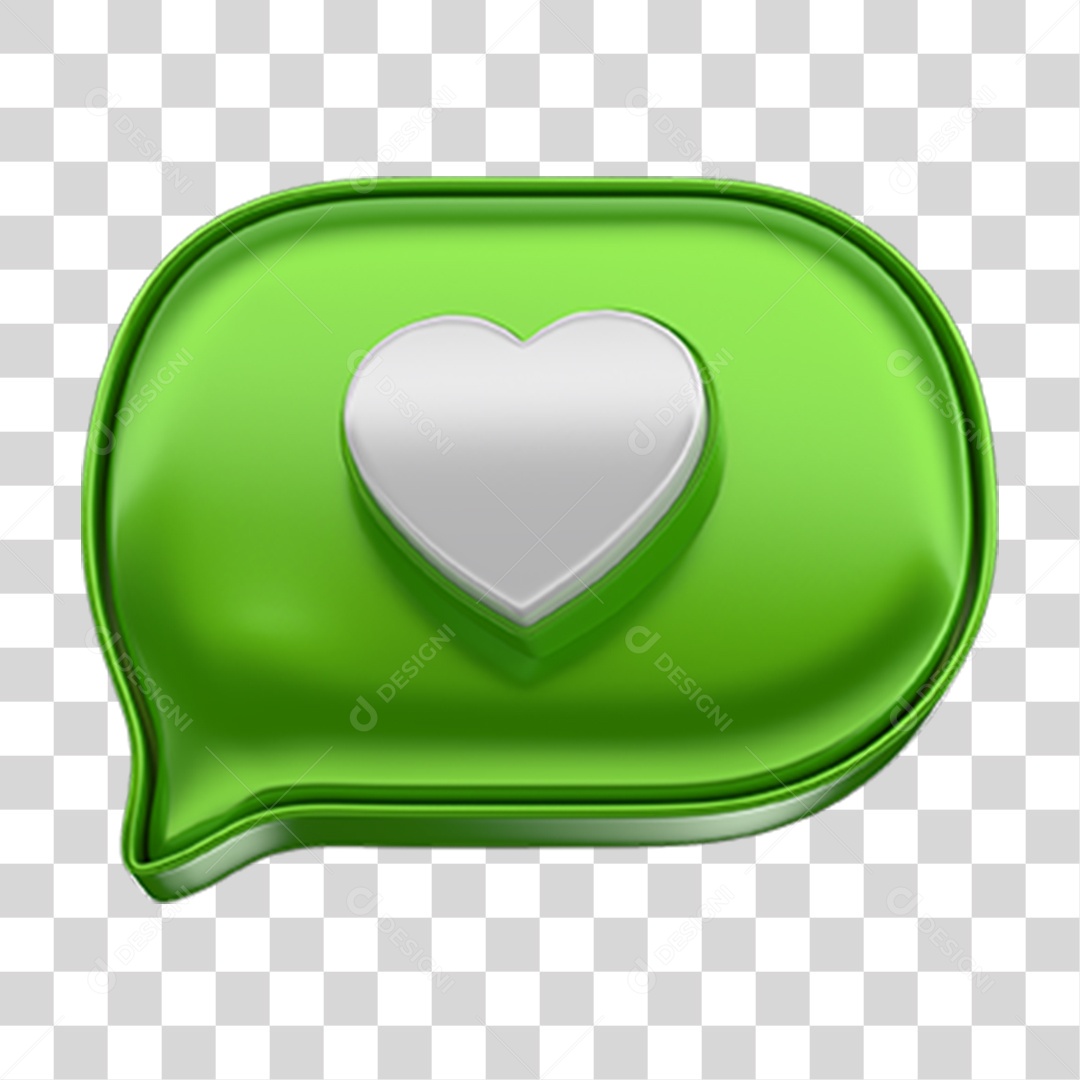 Elemento 3D Balão Coração PNG Transparente