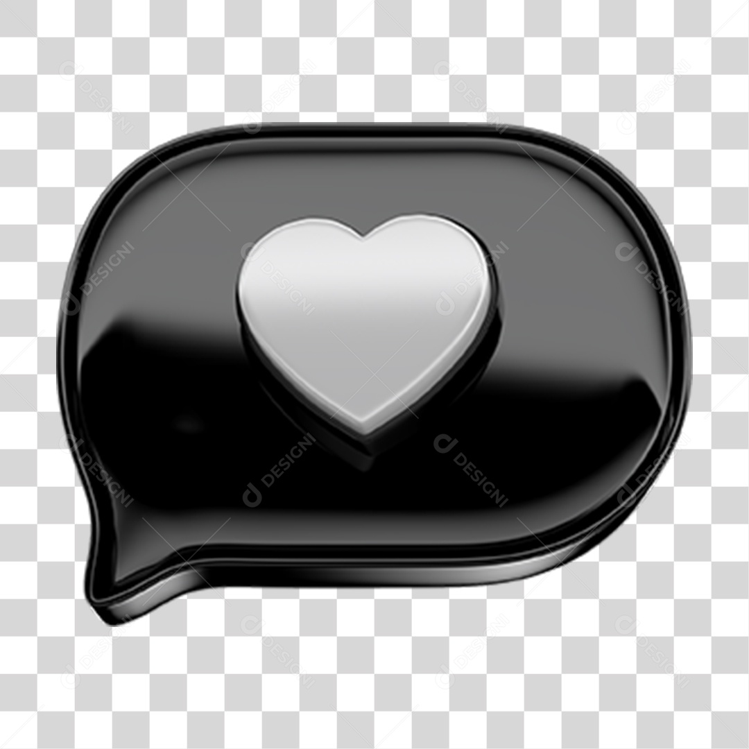 Elemento 3D Balão Coração PNG Transparente