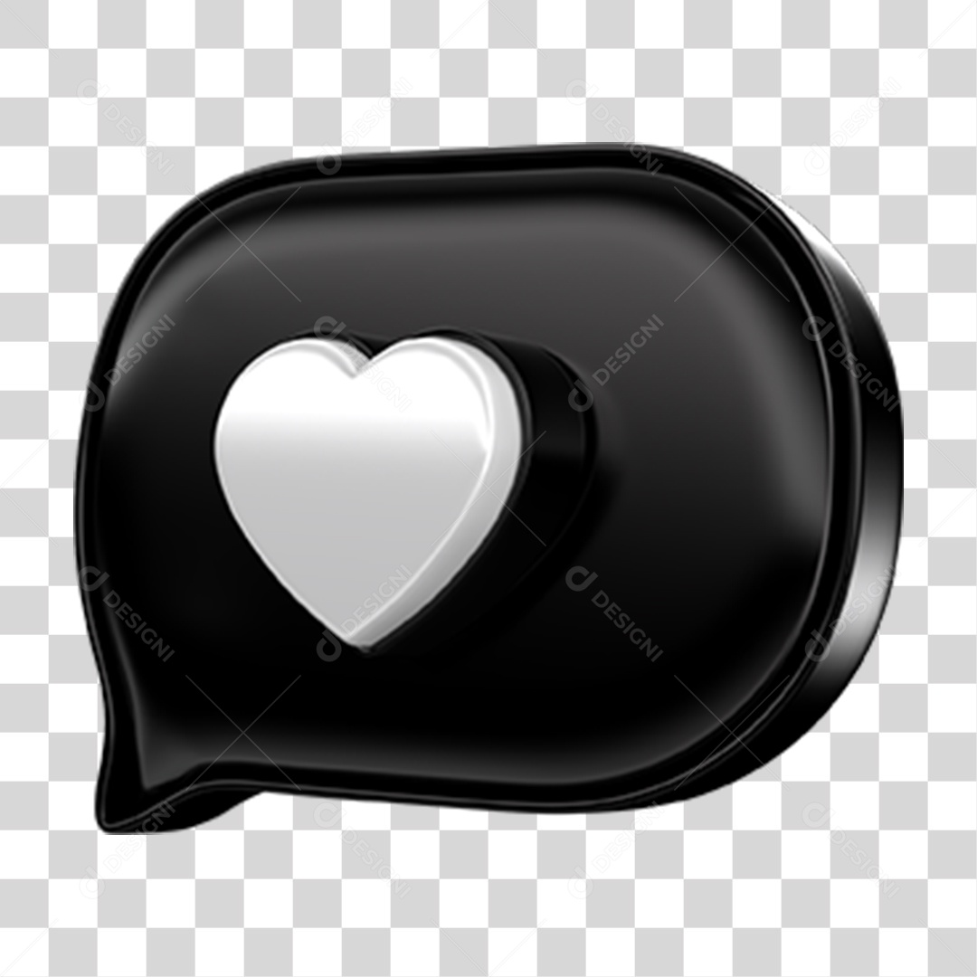 Elemento 3D Balão Coração PNG Transparente