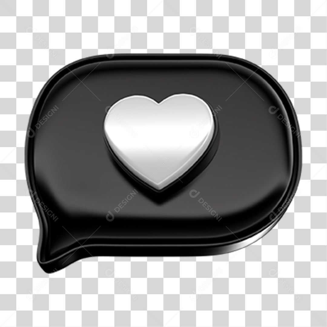 Elemento 3D Balão Coração PNG Transparente