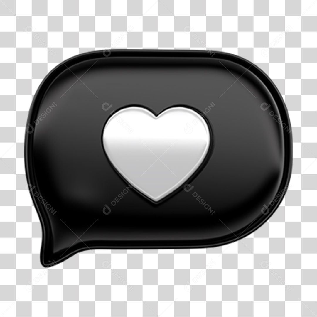 Elemento 3D Balão Coração PNG Transparente