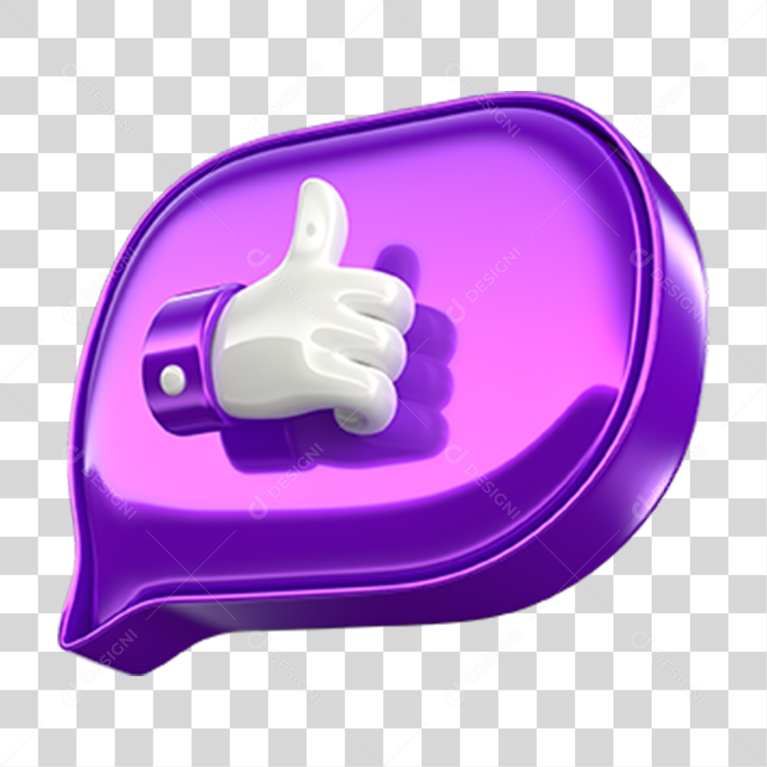 Elemento 3D Balão Like PNG Transparente