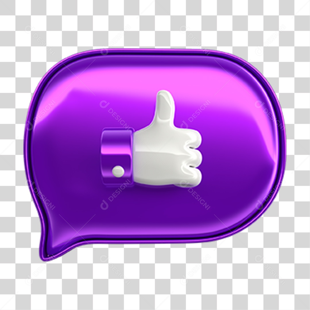 Elemento 3D Balão Like PNG Transparente