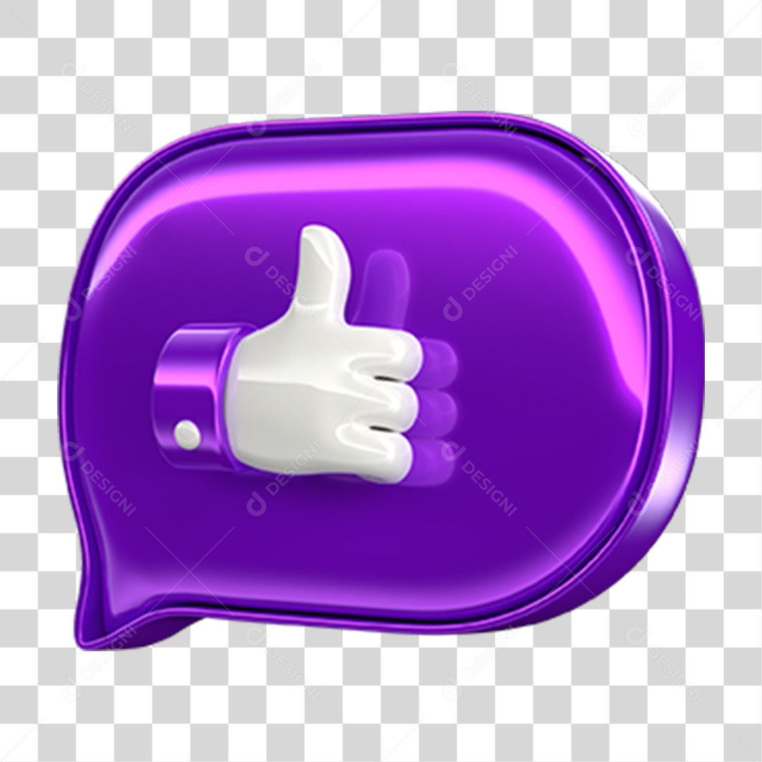 Elemento 3D Balão Like PNG Transparente