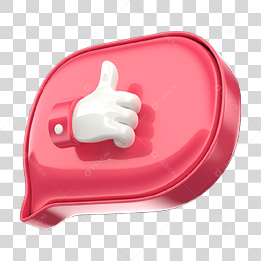 Elemento 3D Balão Like PNG Transparente