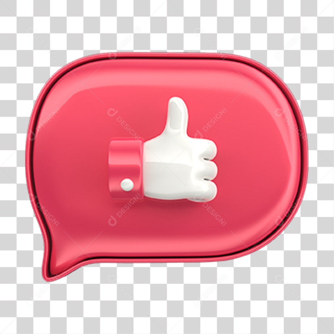 Elemento 3D Balão Like PNG Transparente