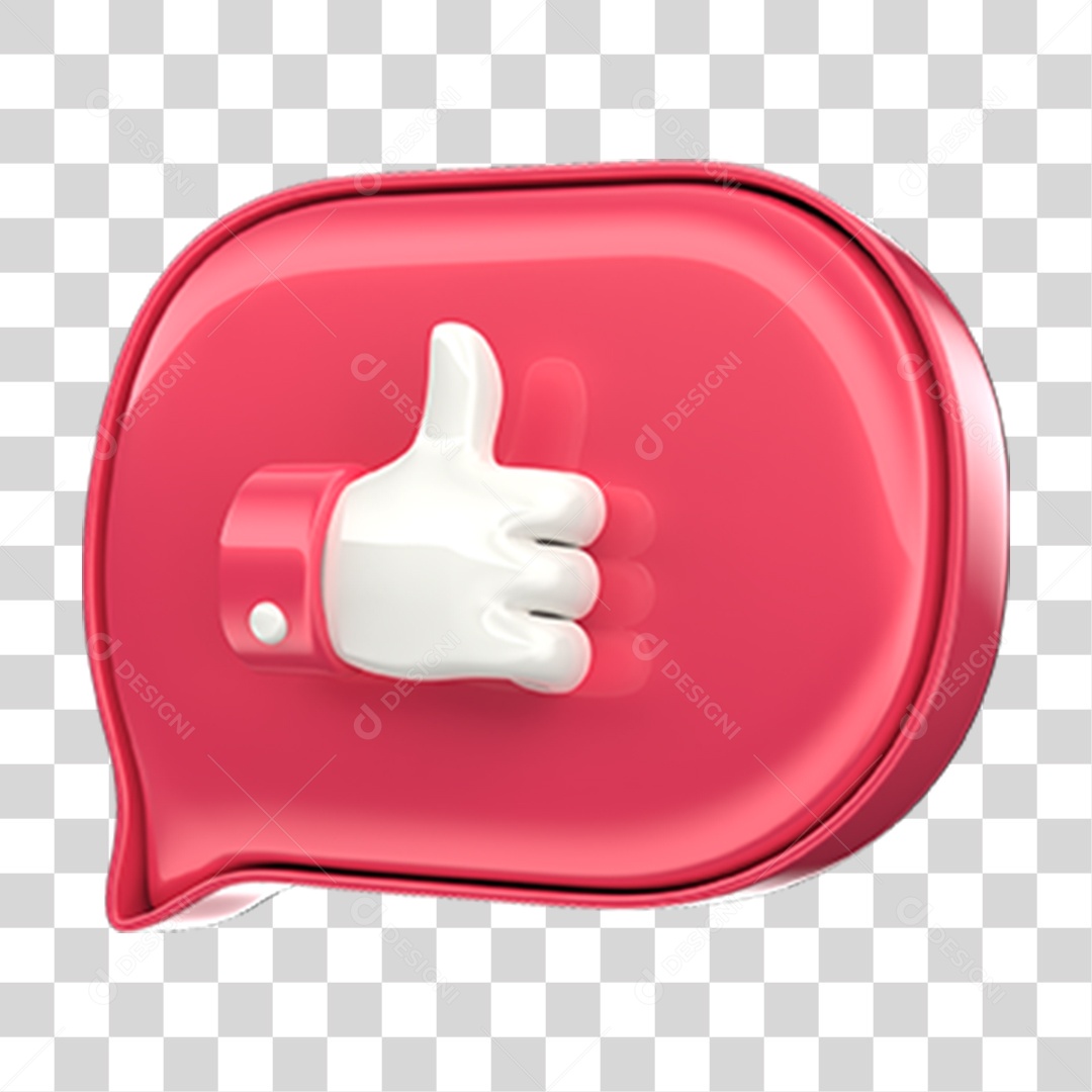 Elemento 3D Balão Like PNG Transparente