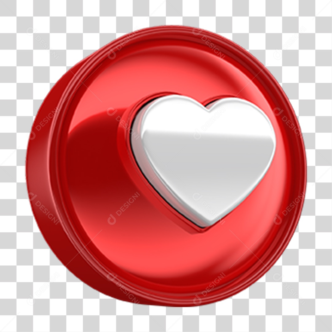 Ícone 3D Coração PNG Transparente