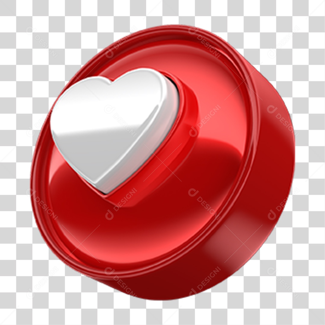 Ícone 3D Coração PNG Transparente