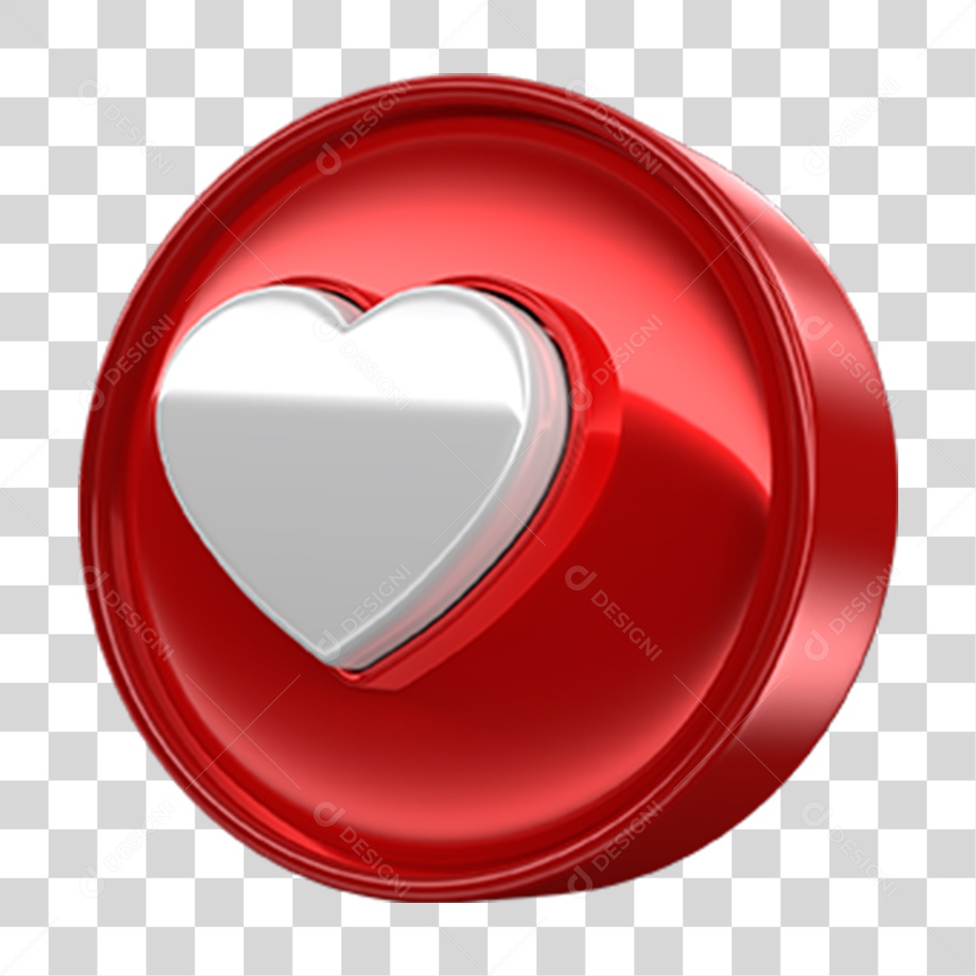 Ícone 3D Coração PNG Transparente