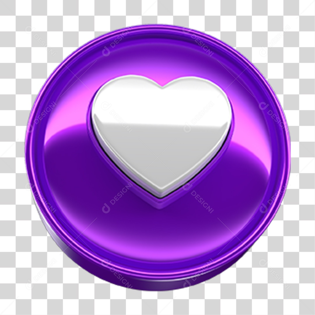 Ícone 3D Coração PNG Transparente