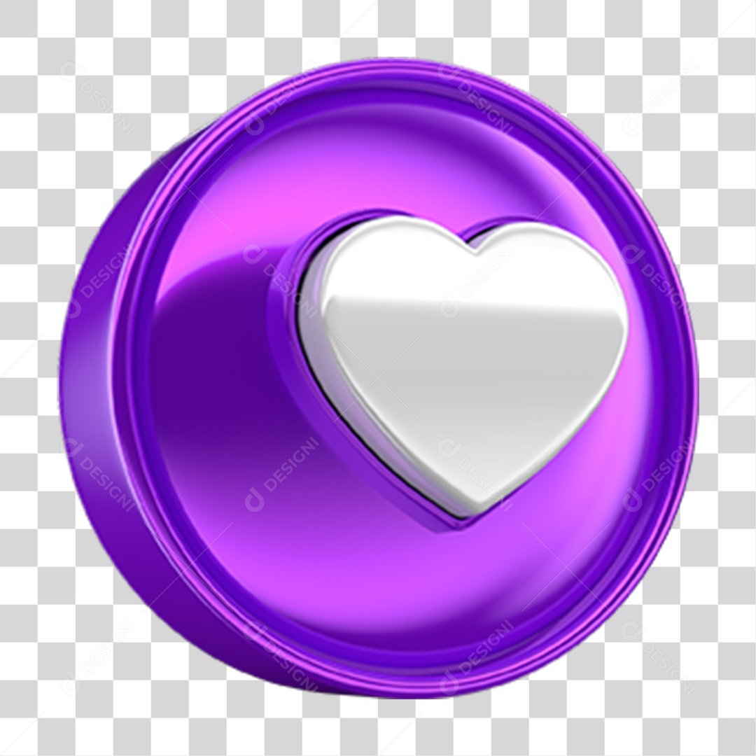 Ícone 3D Coração PNG Transparente