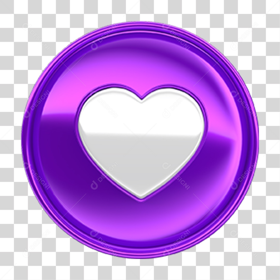 Ícone 3D Coração PNG Transparente