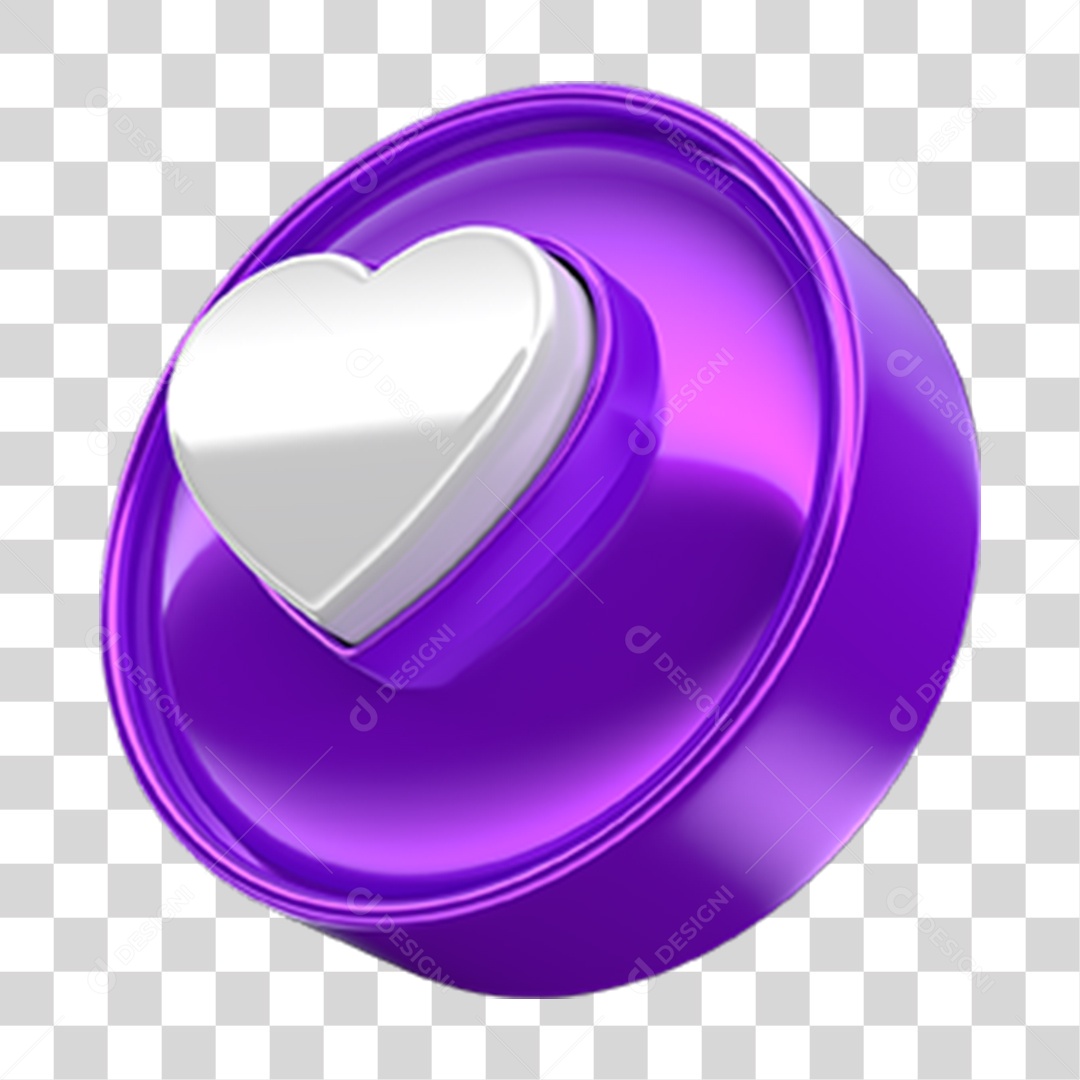 Ícone 3D Coração PNG Transparente