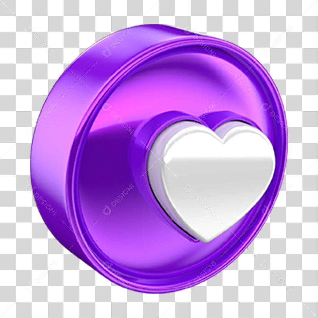 Ícone 3D Coração PNG Transparente