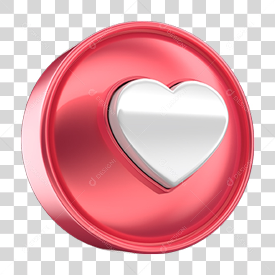 Ícone 3D Coração PNG Transparente