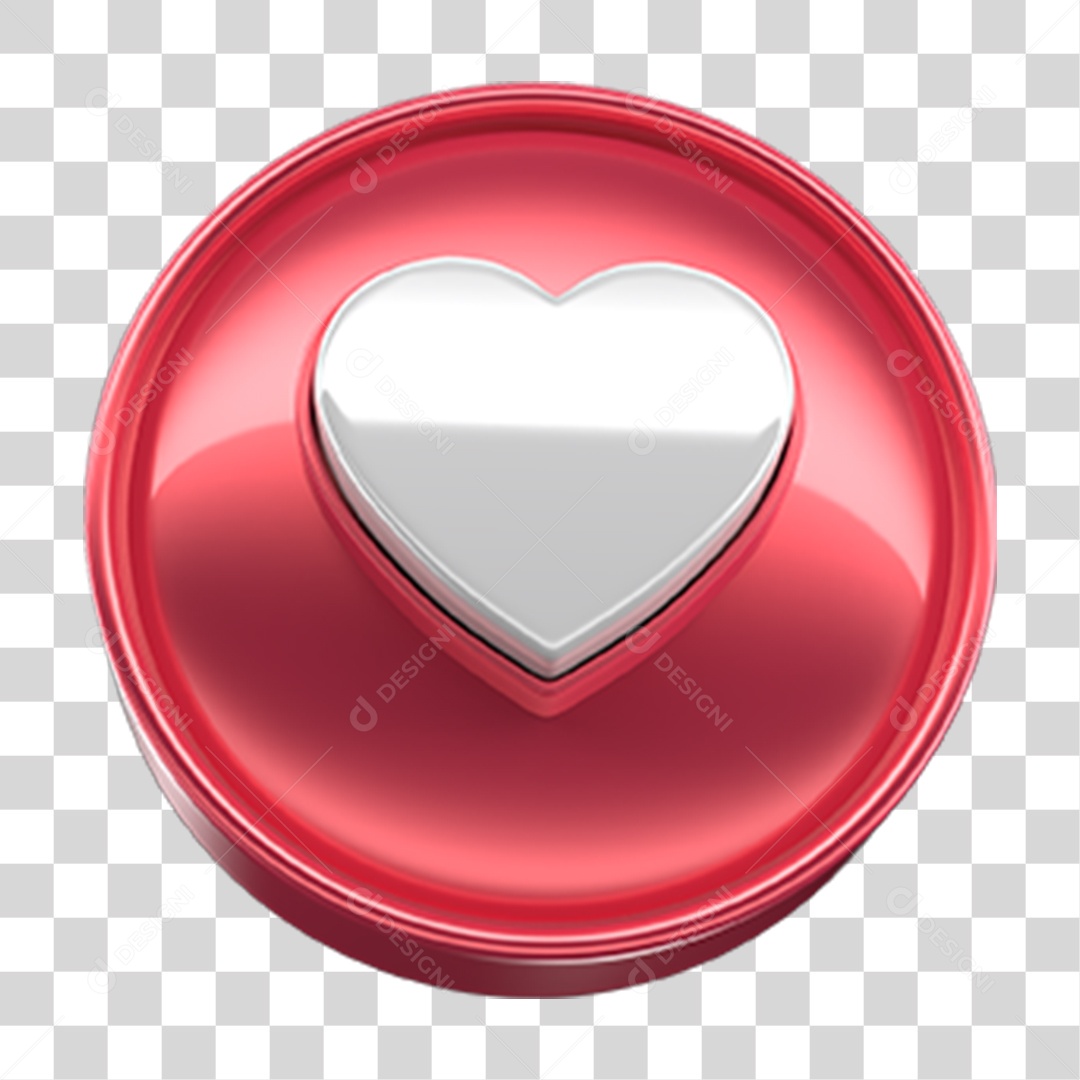 Ícone 3D Coração PNG Transparente