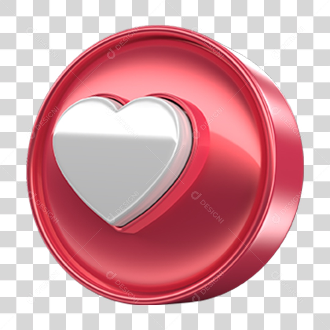 Ícone 3D Coração PNG Transparente
