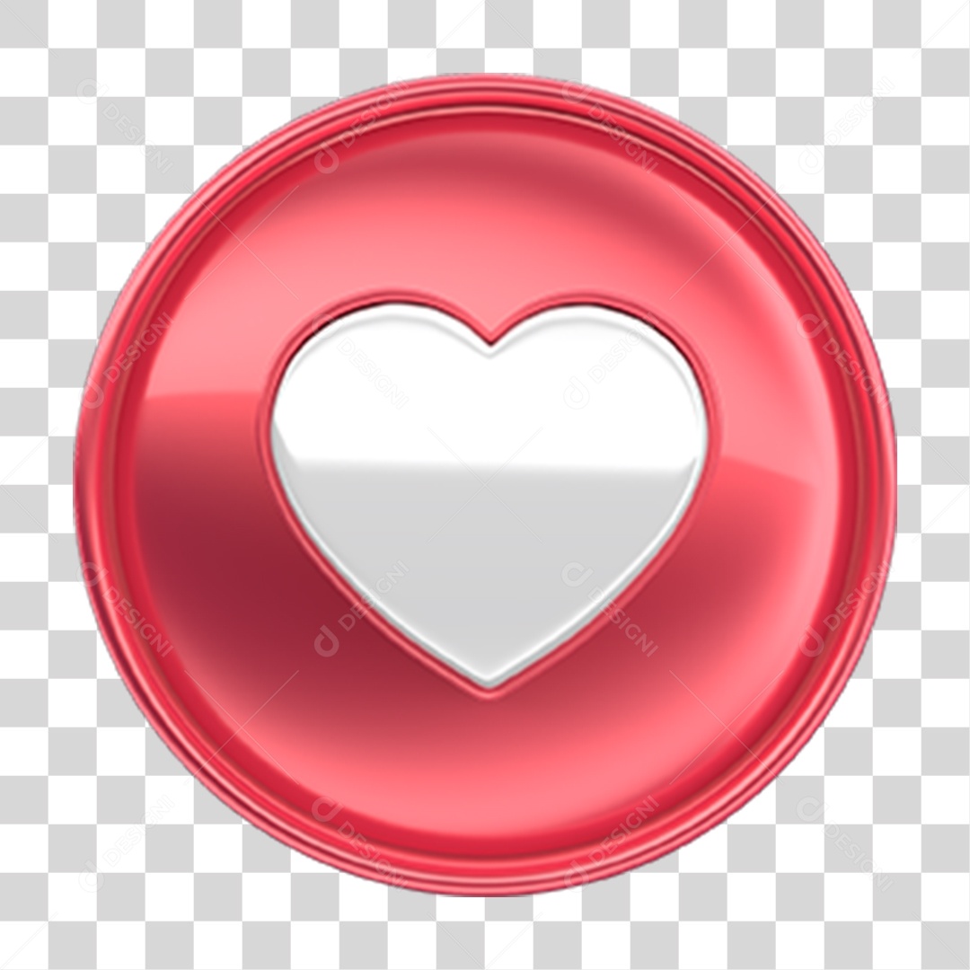 Ícone 3D Coração PNG Transparente