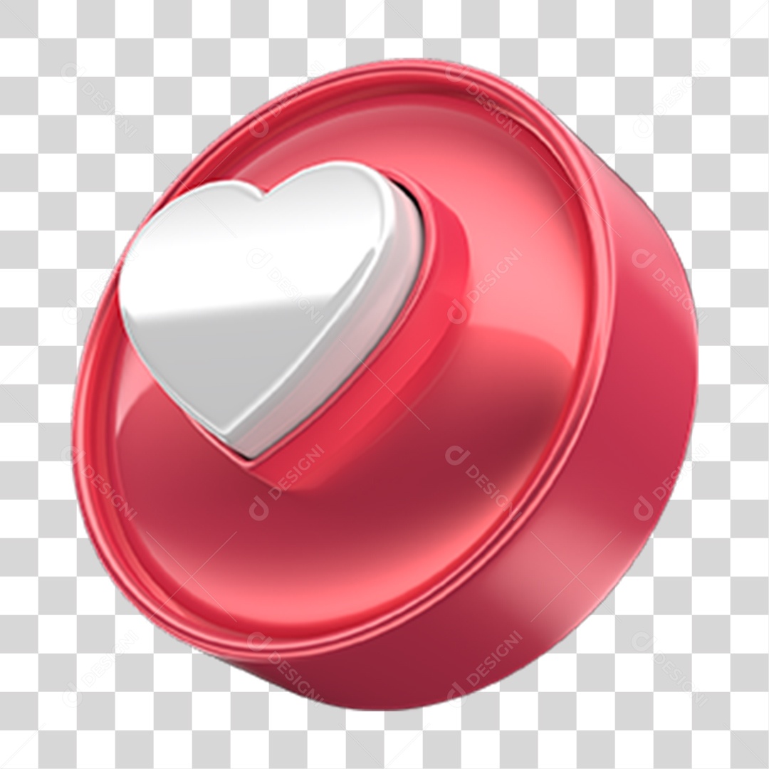 Ícone 3D Coração PNG Transparente