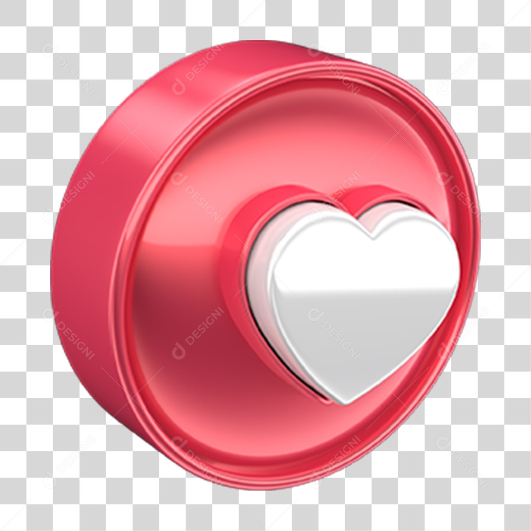 Ícone 3D Coração PNG Transparente