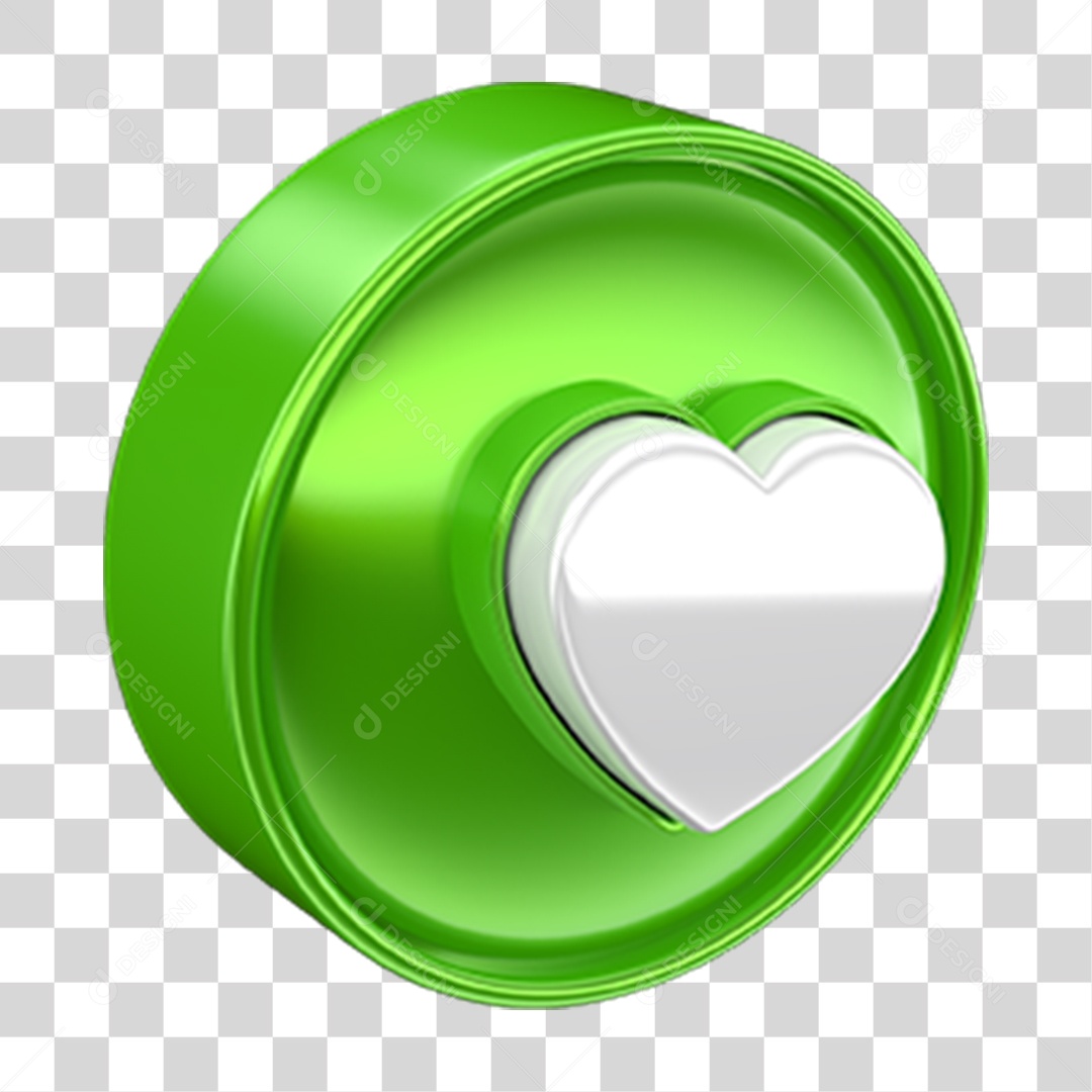 Ícone 3D Coração PNG Transparente