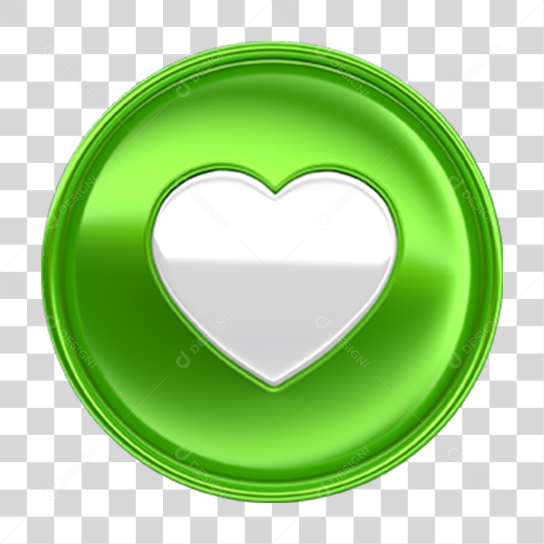 Ícone 3D Coração PNG Transparente