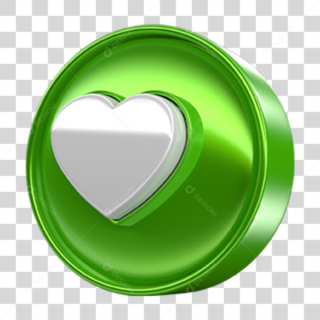 Ícone 3D Coração PNG Transparente