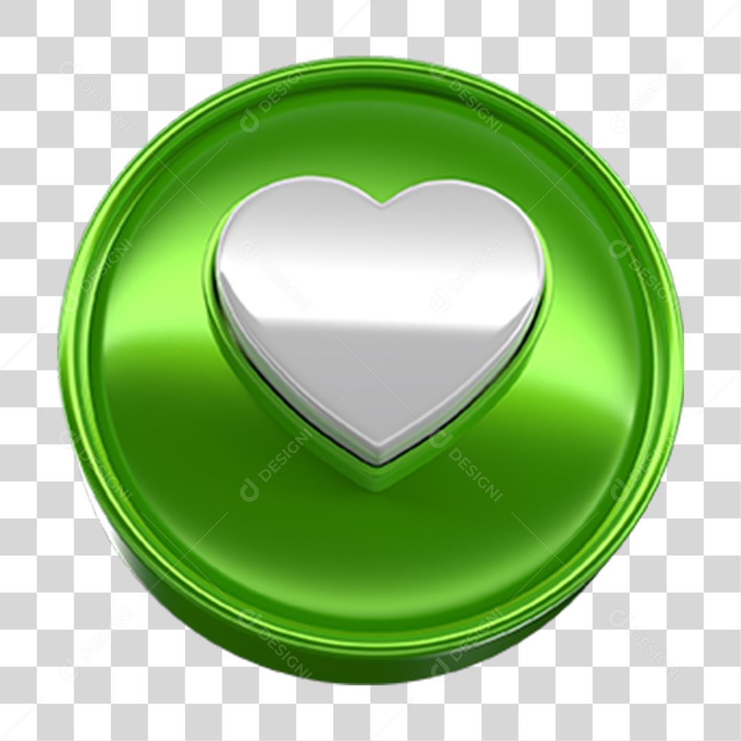 Ícone 3D Coração PNG Transparente