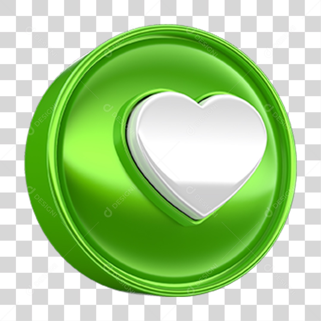 Ícone 3D Coração PNG Transparente