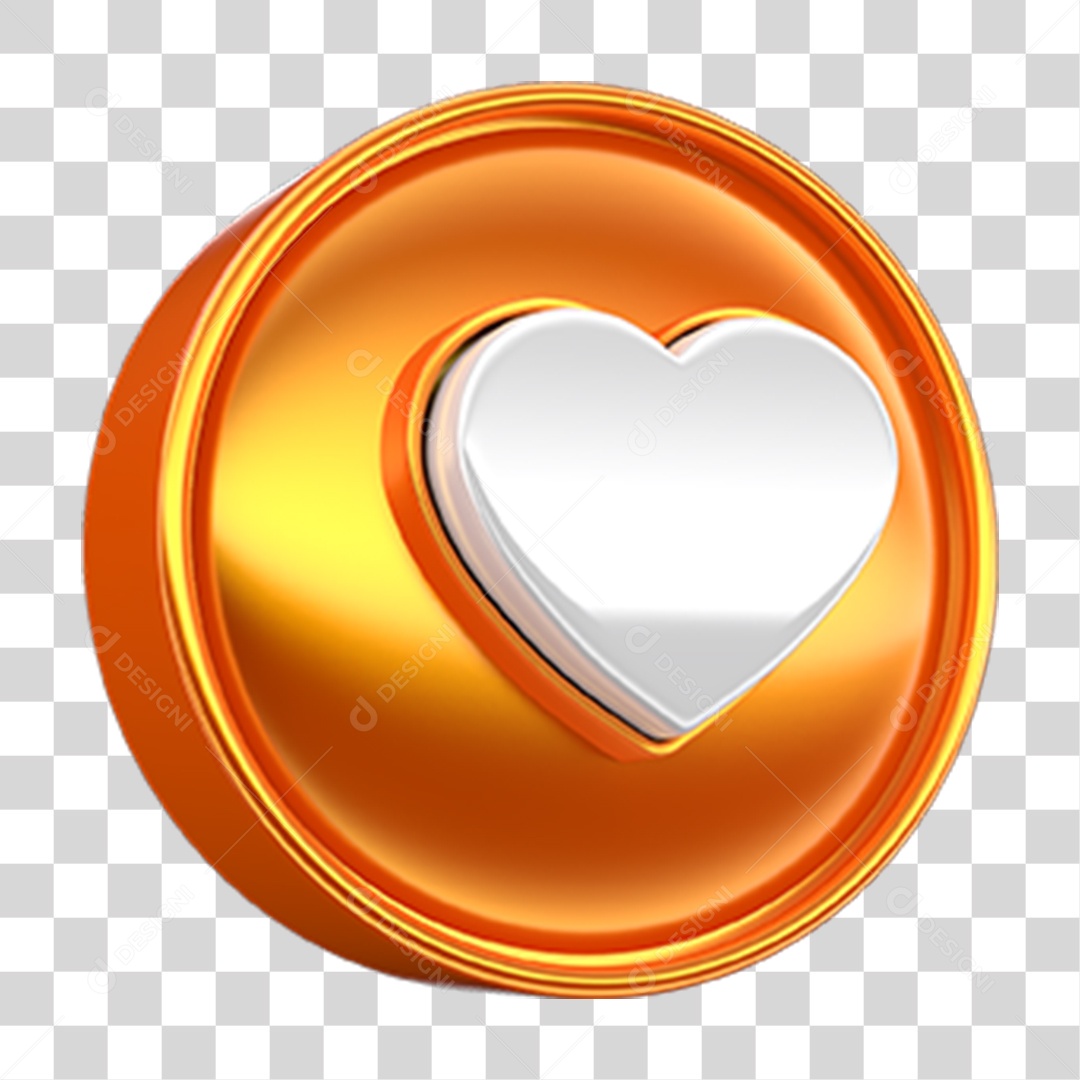 Ícone 3D Coração PNG Transparente