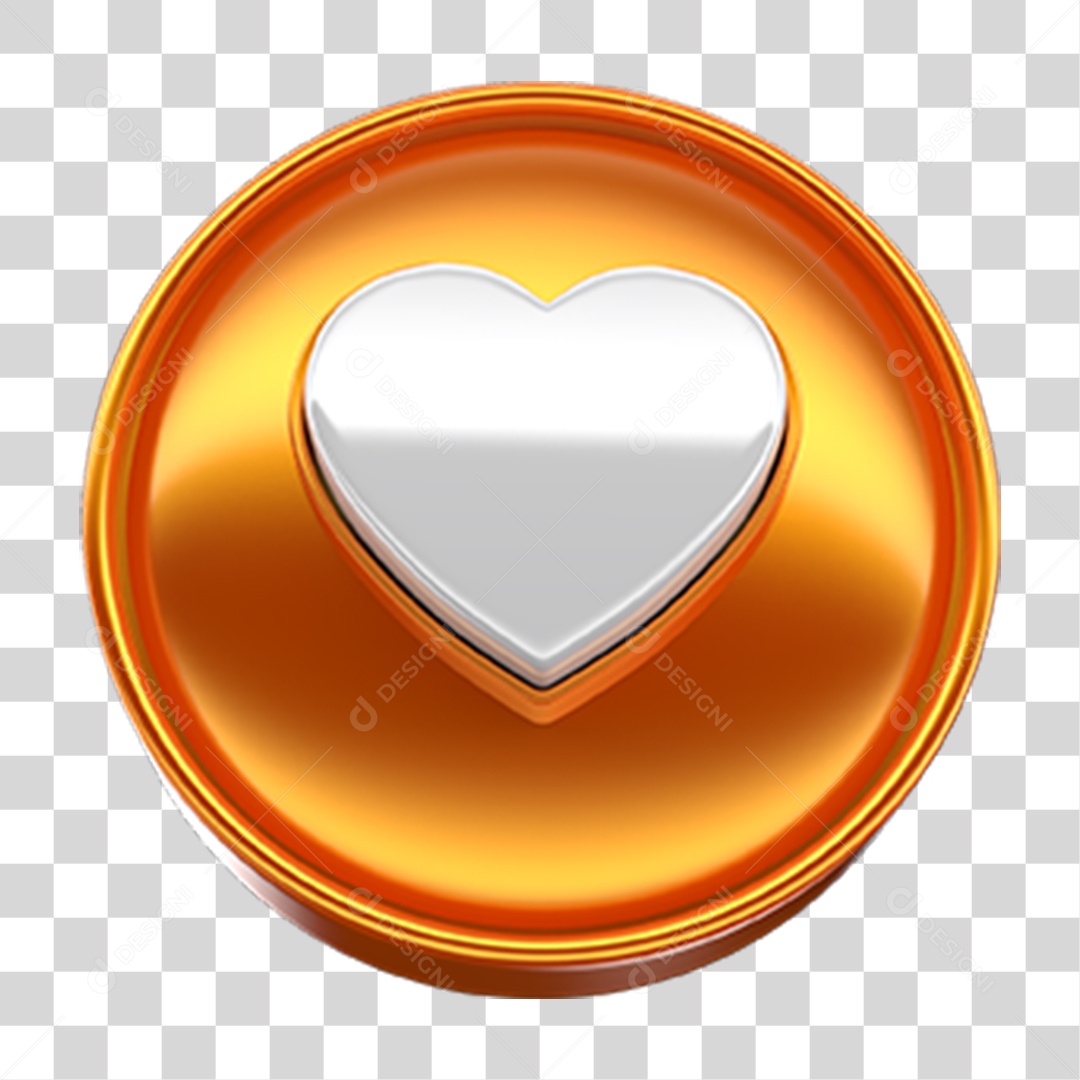Ícone 3D Coração PNG Transparente