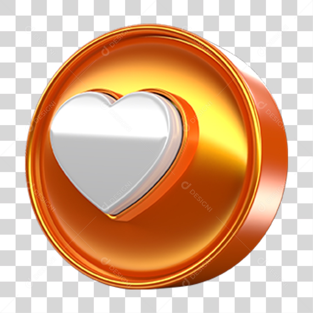 Ícone 3D Coração PNG Transparente
