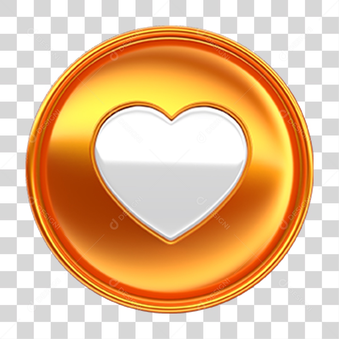 Ícone 3D Coração PNG Transparente