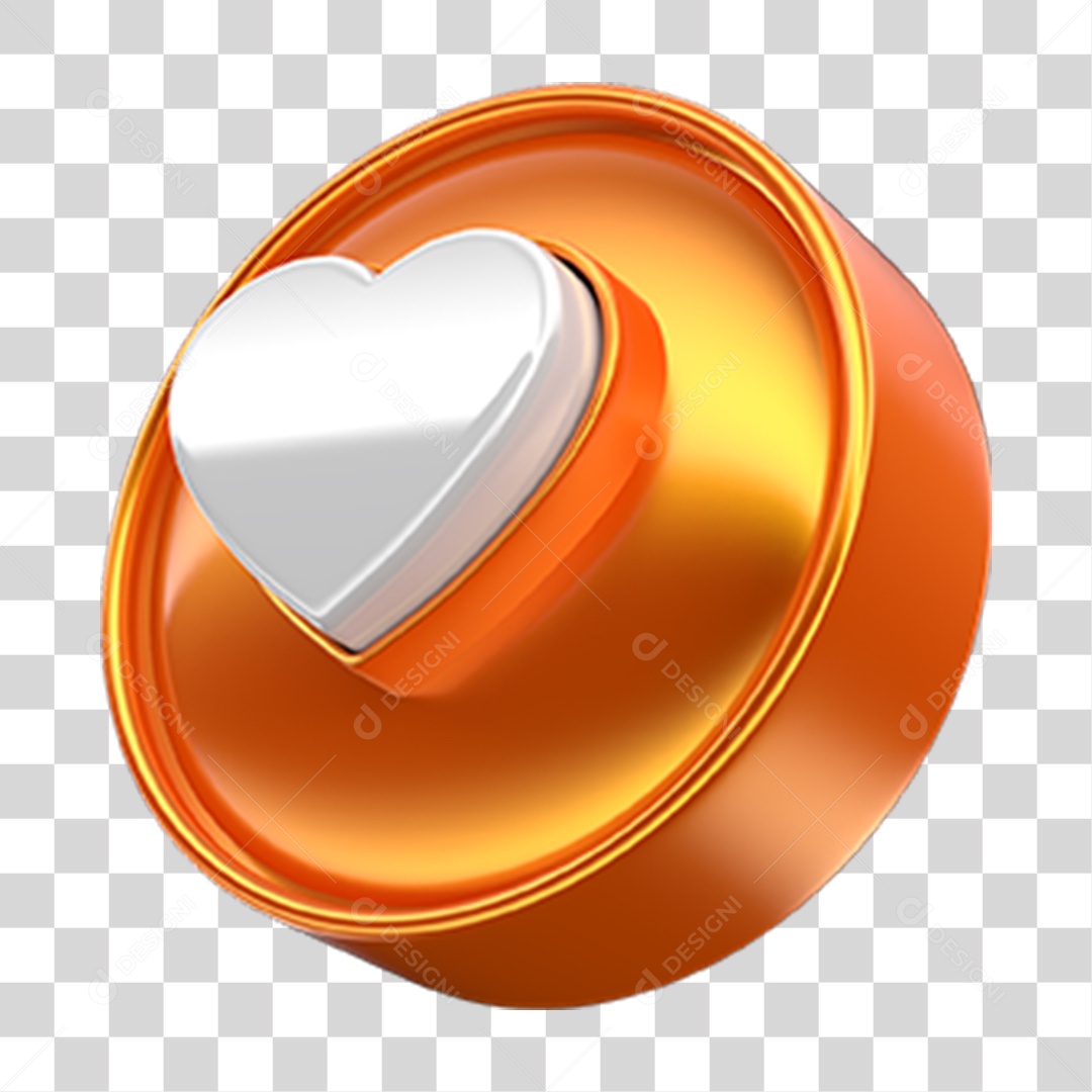 Ícone 3D Coração PNG Transparente