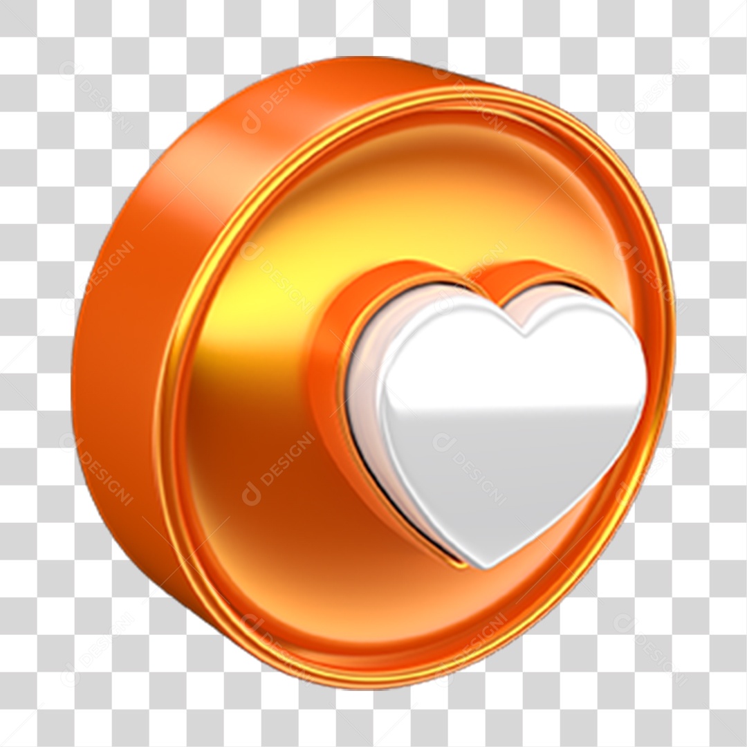 Ícone 3D Coração PNG Transparente