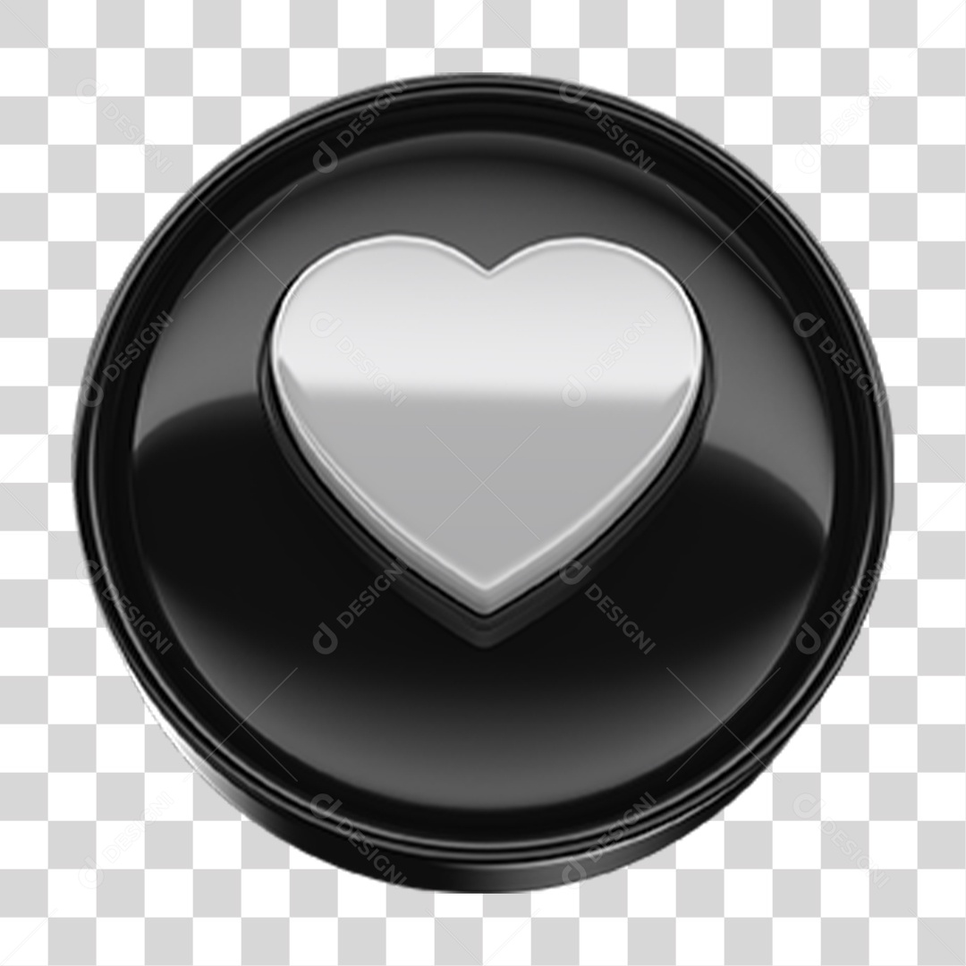 Ícone 3D Coração PNG Transparente