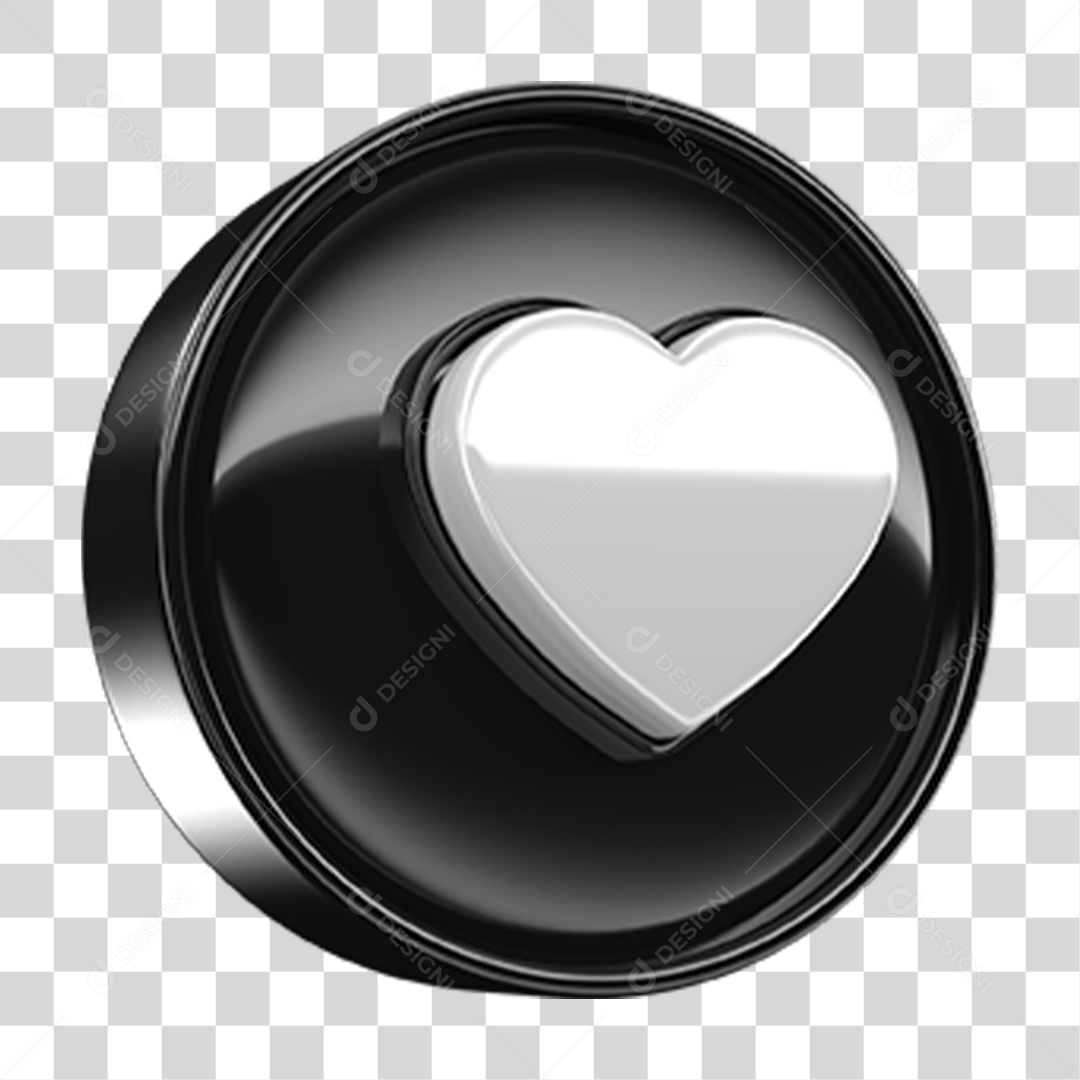 Ícone 3D Coração PNG Transparente