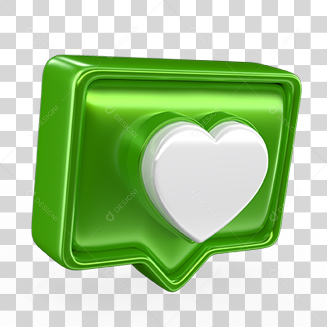 Ícone 3D Balão com Coração PNG Transparente