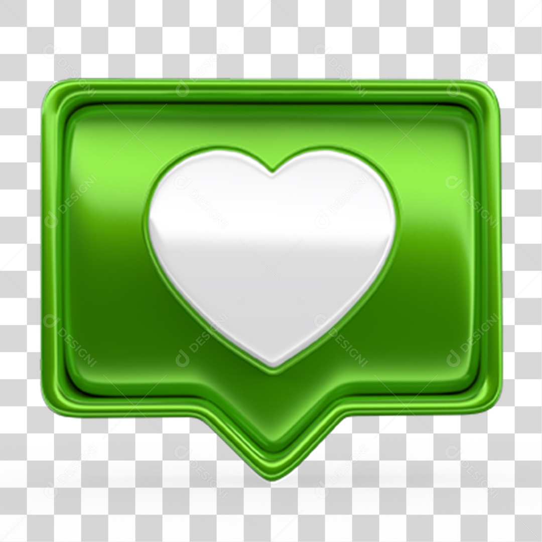 Ícone 3D Balão com Coração PNG Transparente