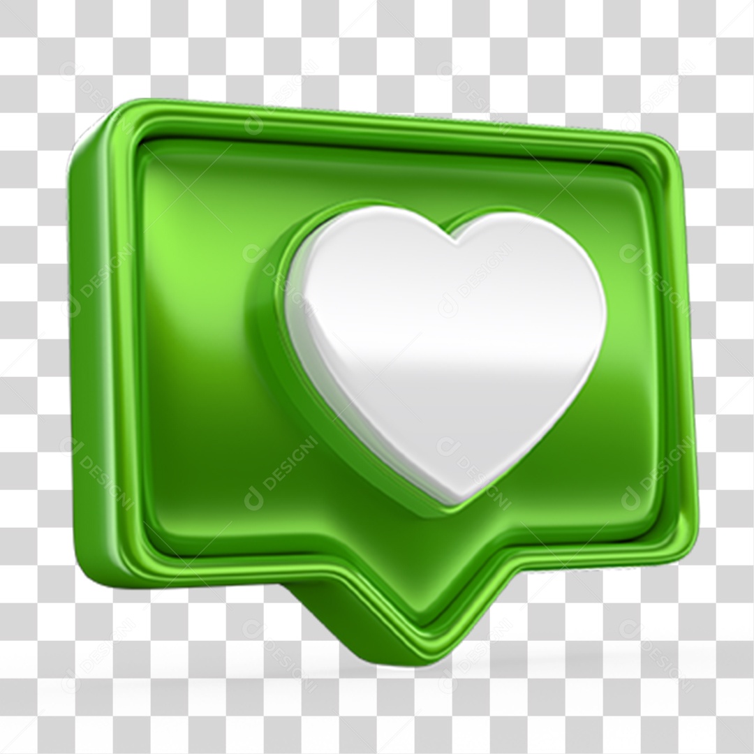 Ícone 3D Balão com Coração PNG Transparente