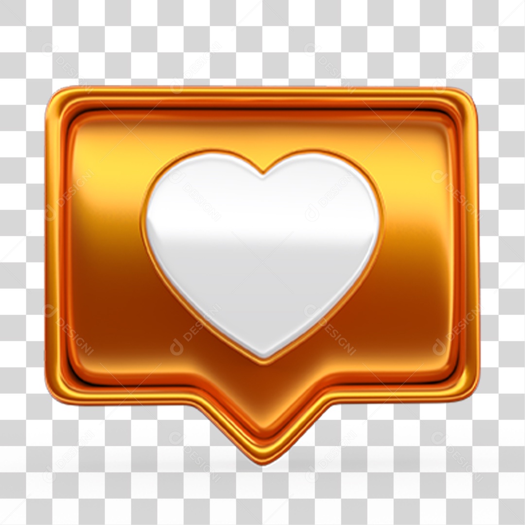 Ícone 3D Balão com Coração PNG Transparente