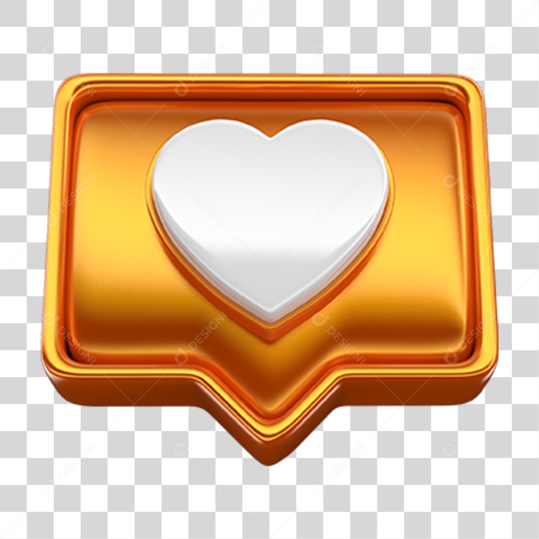 Ícone 3D Balão com Coração PNG Transparente