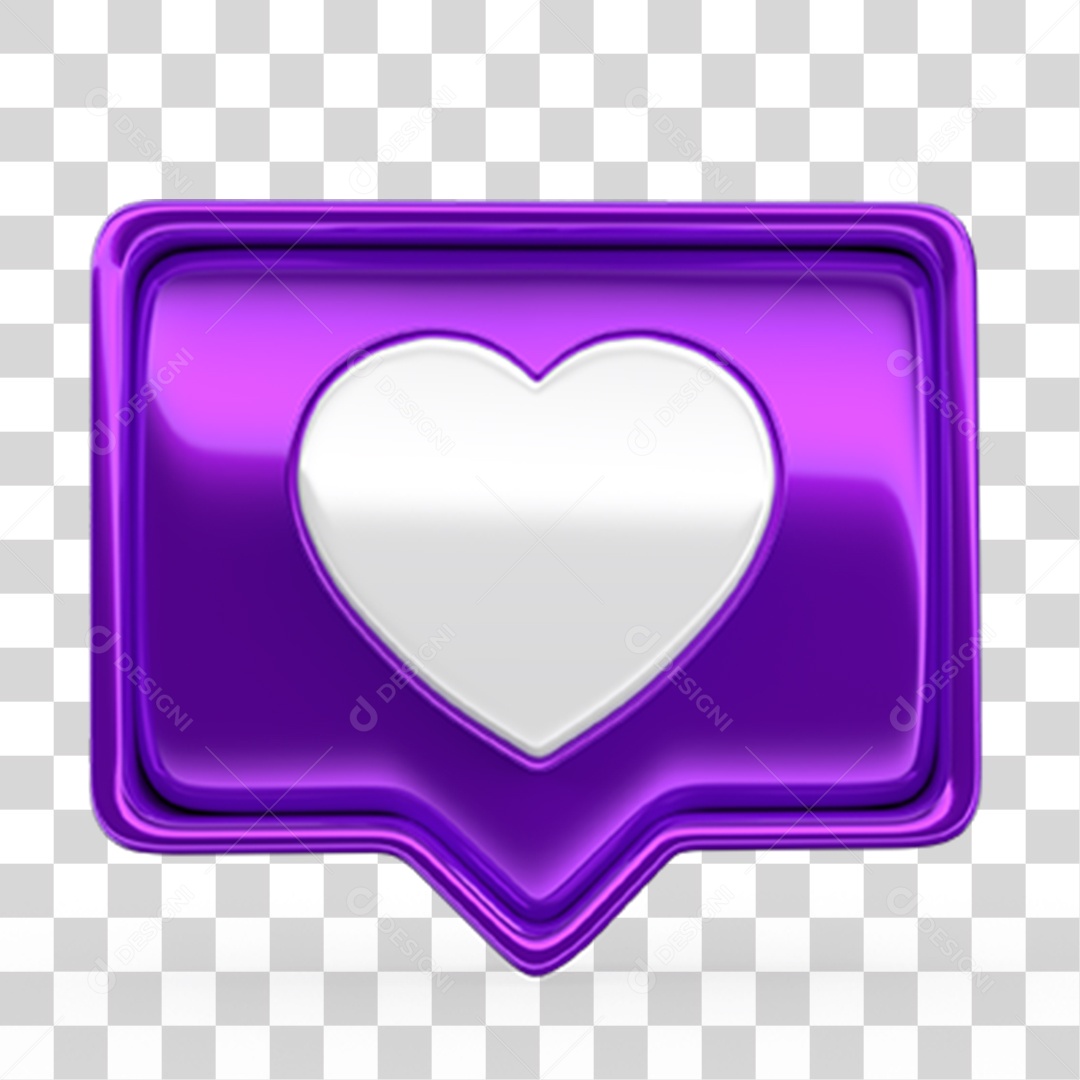 Ícone 3D Balão com Coração PNG Transparente